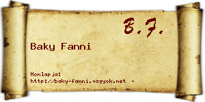 Baky Fanni névjegykártya